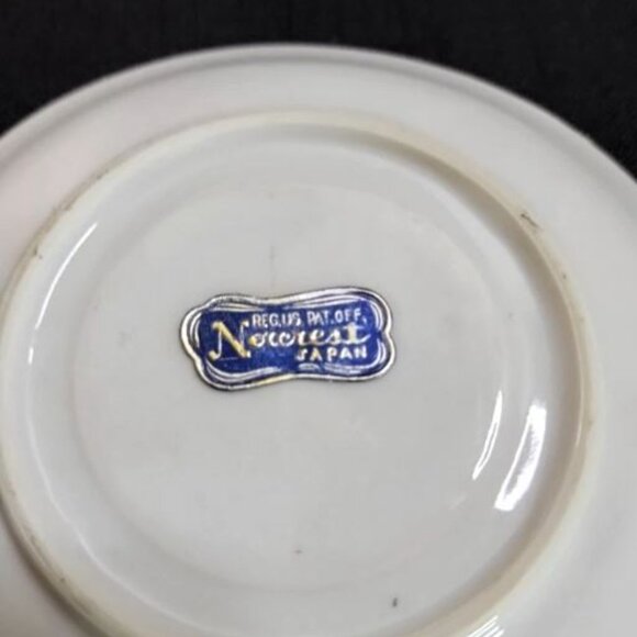 Vintage Porcelain Norcrest Japan Floral Iridescent Teacup and Saucer Set - Picture 10 of 13